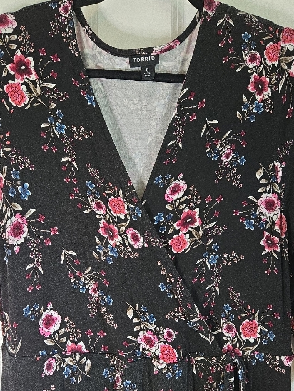 Torrid Dress Black Floral Pink Purple Size 0 Equal to 12 - Picture 4 of 7